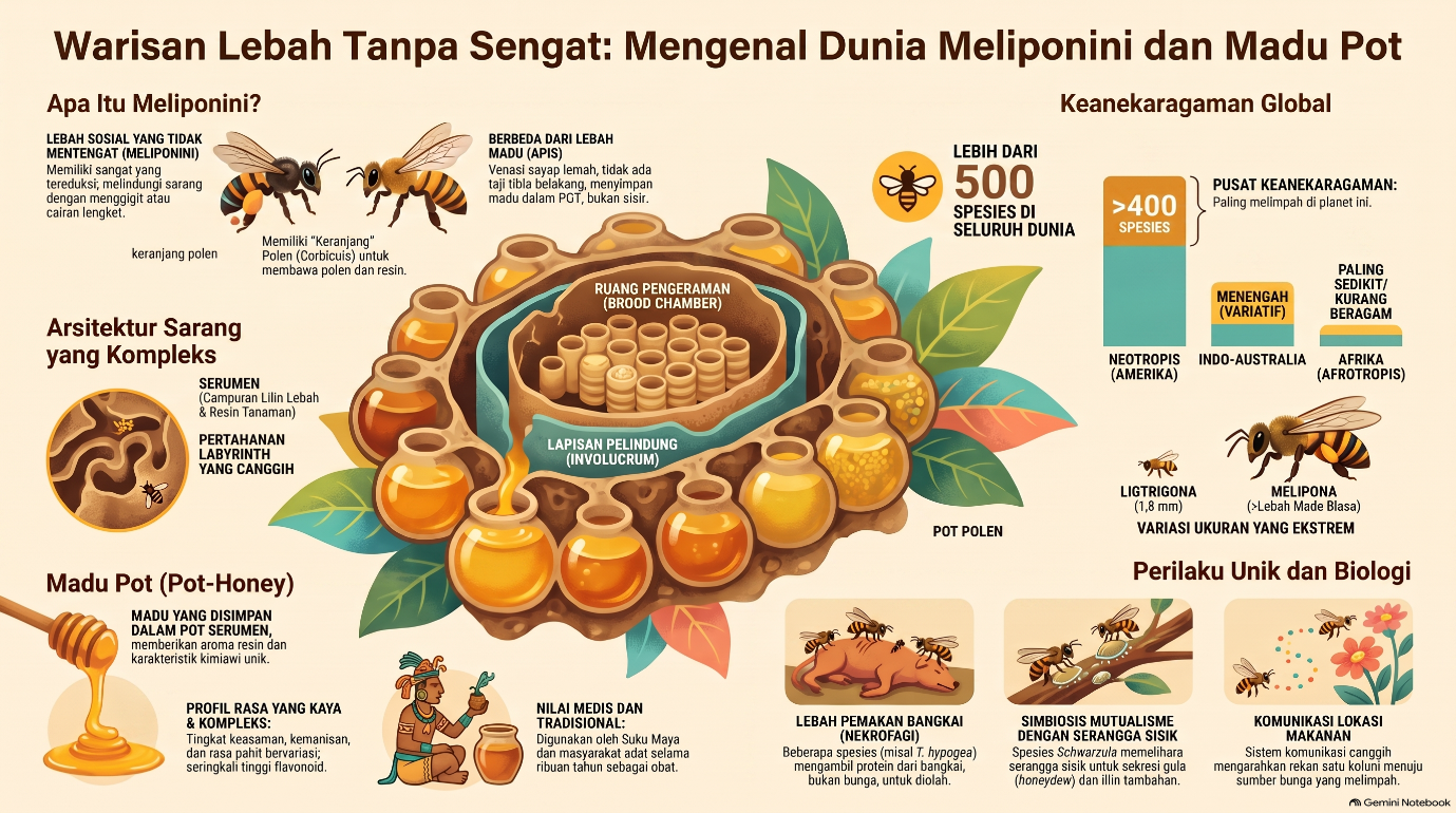 Gambar artikel Mengenal Lebah Meliponini: Si Kecil Tanpa Sengat yang Menghasilkan Madu Ajaib